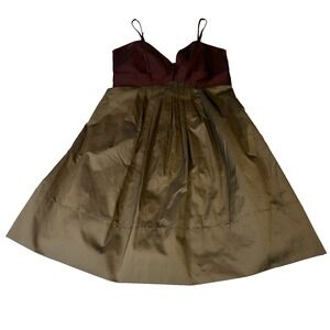 BCBG Maxazria Mini Dress 6 Babydoll Cocktail Party Lined Flare Burgundy Brown